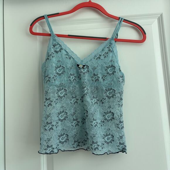 Victoria’s Secret 90s Y2K Lace Coquette Tank Top Cami Sz M Fairy Fairycore Blue - Picture 1 of 9